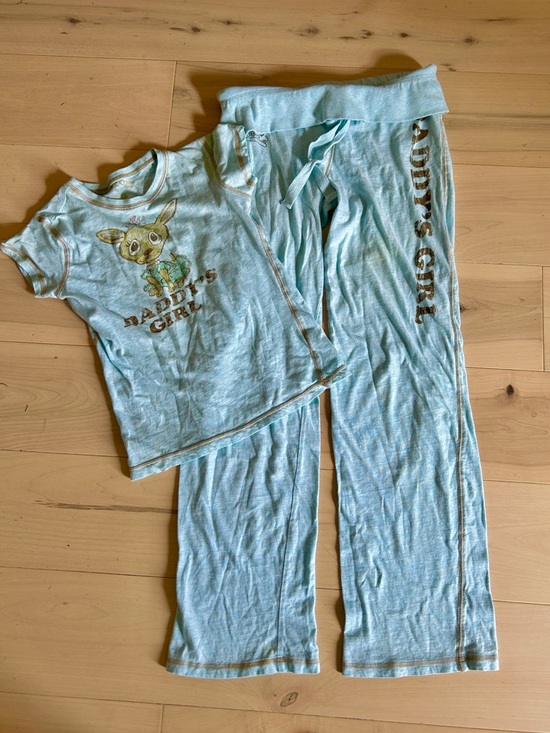 Aeropostale Pants - Y2K Aeropostale Lounge Set Fold Over Waist Pants & Baby Tee 100% Cotton Blue S